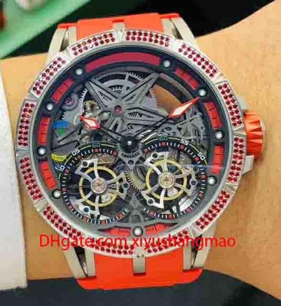 

luxury men's watch, master, watch, excalibur series, natural rubber strap, automatic mechanical movement, perspective dial, diamond cas, Slivery;brown