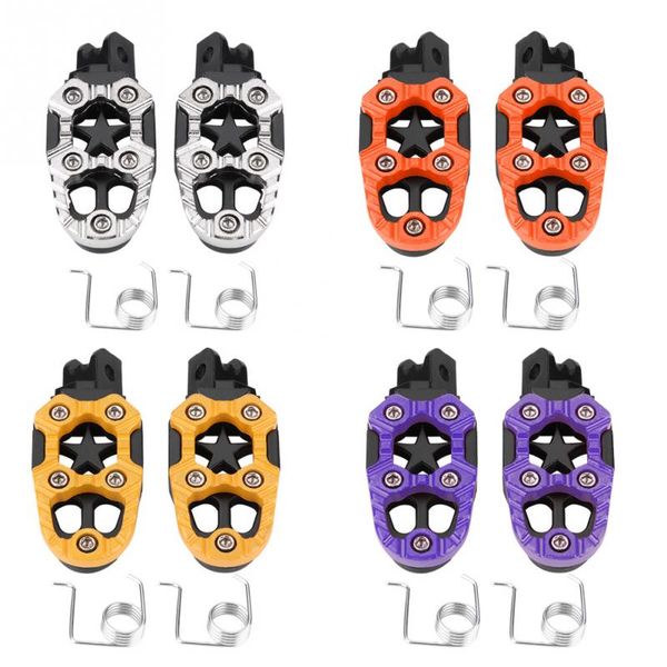 

new 1 pair motorcycle aluminum alloy foot rest pegs pedals 8mm mounting holes universal