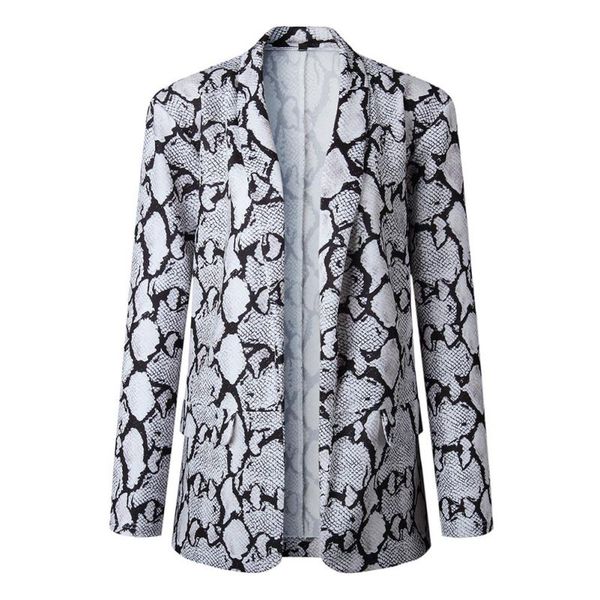 

autumn office lady stylish long sleeve lapel coat women winter warm blazer fashion leopard jacket, White;black