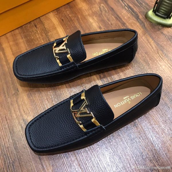 

new men fashion luxury sports shoes printed leather flat metal button peas shoes classic casual running shoes for men big size 11, Black