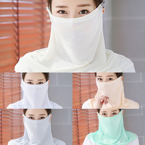 

1vaux mask scarf mask women outdoor veil windproof half face dust-proof sunshade silk shawl scarf dust face ear type party, Black