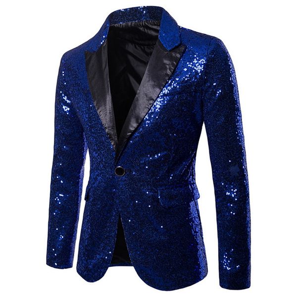 

oeak mens shiny sequin suit 2019 fashion slim fit one button notch lapel tuxedo for party wedding banquet nightclub blazer, White;black