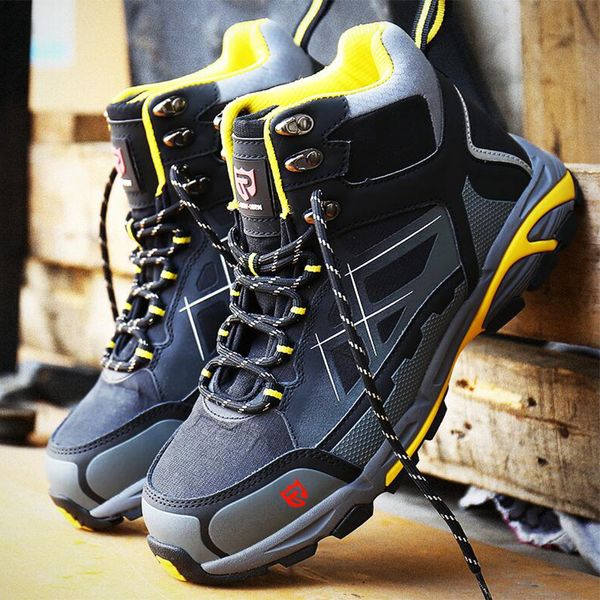

larnmern mens steel toe work safety shoes fashion breathable anti-smashing anti-puncture anti-static protective boots, Black