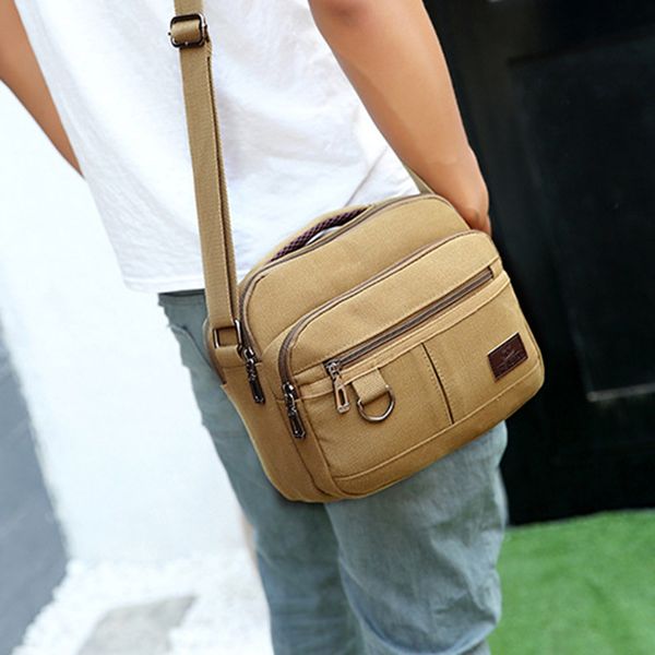 

new men canvas satchels solid joker large capacity casual messenger bag for outdoor 2019 fashion male bag bolsa masculina