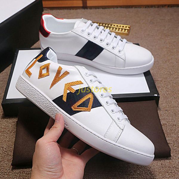 

2018 with box fashion designer shoe white loved ace embroidered low-sneakers italian luxury shoe for man woman casual shoes, Black