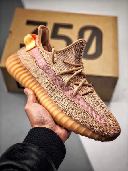 

2019 Новый Kanye West 350 Clay Мужские Кроссовки Оранжевые Женские Спортивные Кроссовки Плюс Большой размер С Коробкой