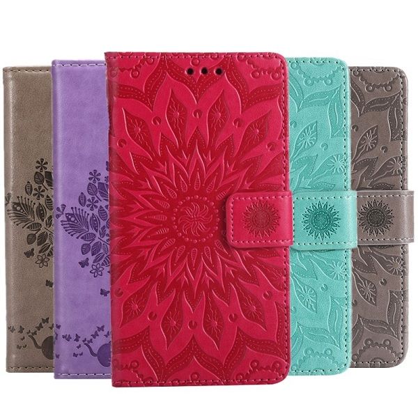 

butterfly tree flower embossed flip wallet leather cover phone case for iphone xs max xr x 8 7 plus samsung s9 s10 plus lite