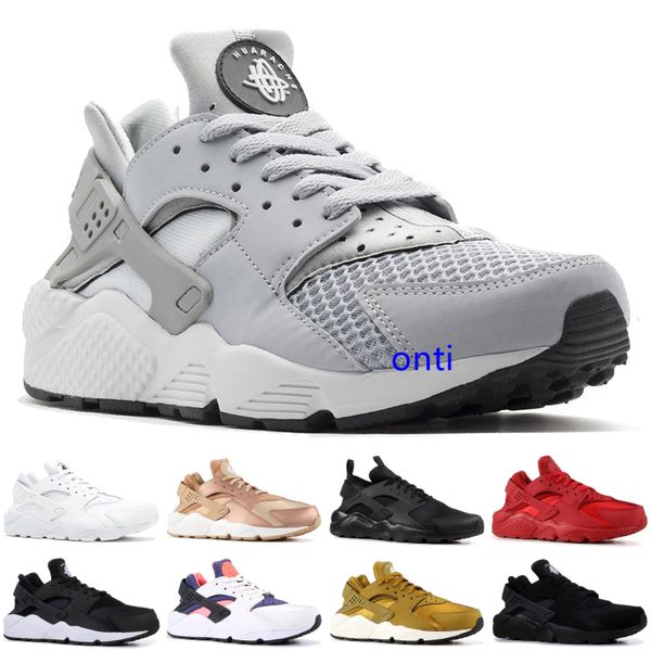 

2019 air huarache 1.0 4.0 men running shoes stripe red balck white rose gold women designer shoes sport sneakers 5.5-11, Black