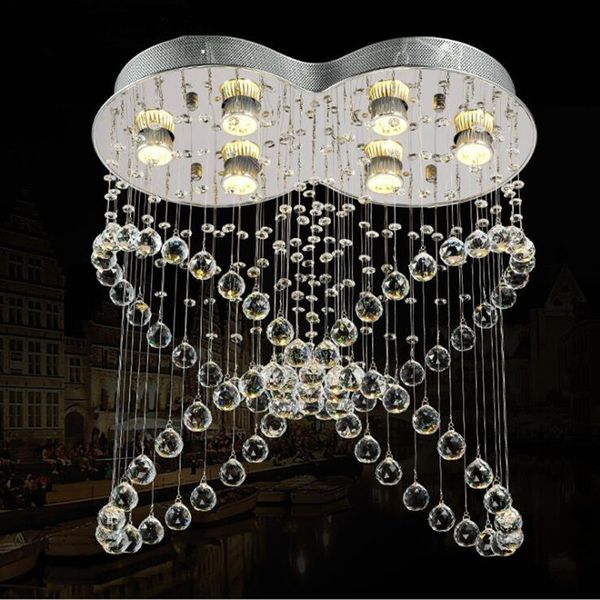 Modern K9 Crystal Raindrop Chandelier Lighting Flush Mount Led