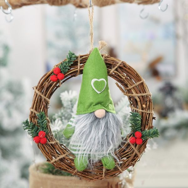 

christmas ornaments artificial rattan hanging garlands wreath pendants plush gnome doll seasonal decorations