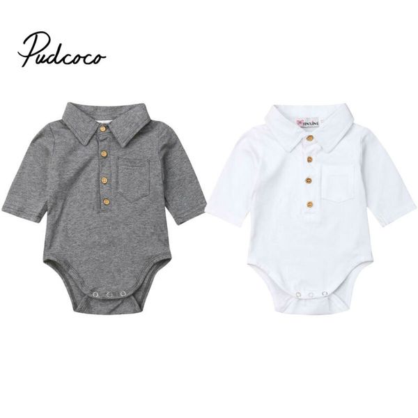

2020 baby summer clothing infant baby boy gentleman solid formal bodysuit short sleeve turn down collar shirts jumpsuit set, Blue