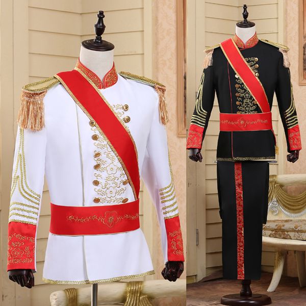 

mens wedding suits prom men court costume male star singer ds show chorus stage outfit studio fashion slim blazer suit dt1377, White;black