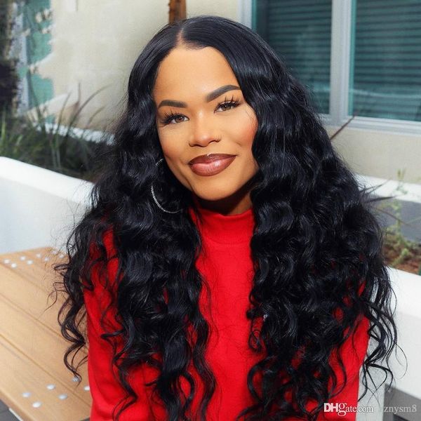 

кружева фронт человеческих волос парики перуанский natural wave парики 250% плотности для черного шнурка женщин закрытие парик knhj21, Black