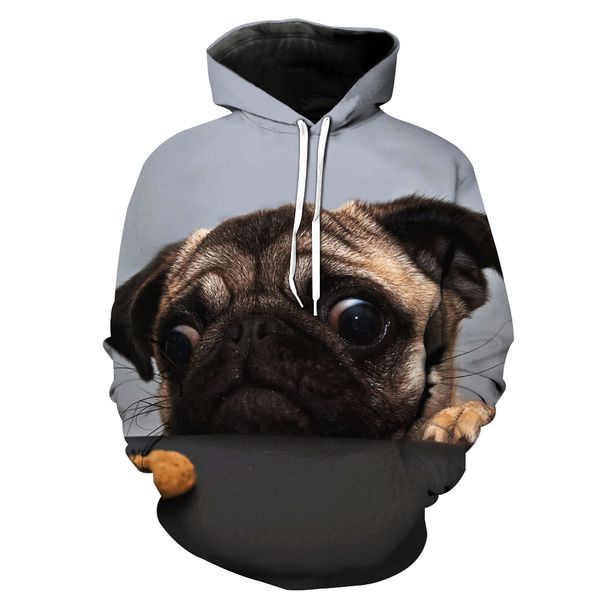 

european and american foreign trade digital printing hooded pocket pullover men's tide hooded men's clothing, Black