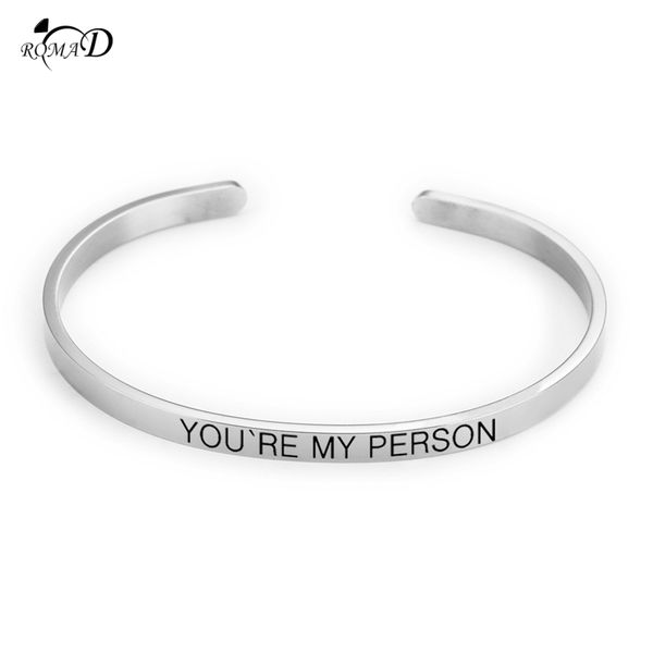 

couple bracelet stainless steel "you're my person" bracelet open bangle wristband jewelry for women/girl "keep fucking g, Black