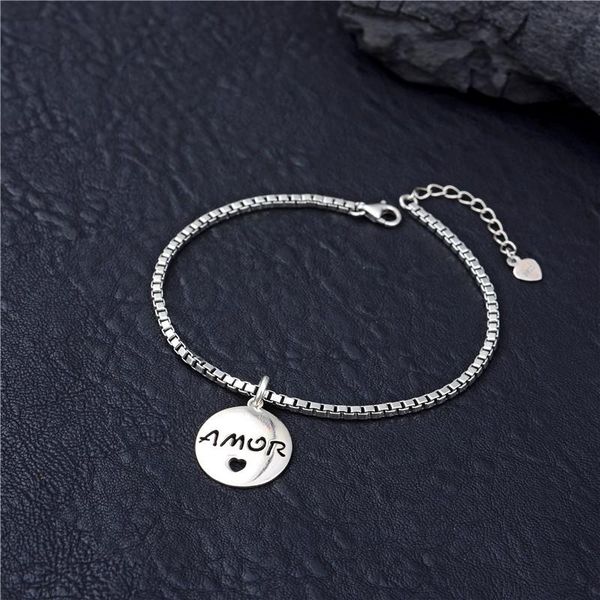 

round pendant fashion new 100% sterling silver s925 bracelet christian boutique women's bracelet silver 925 fashion jewelry, Black