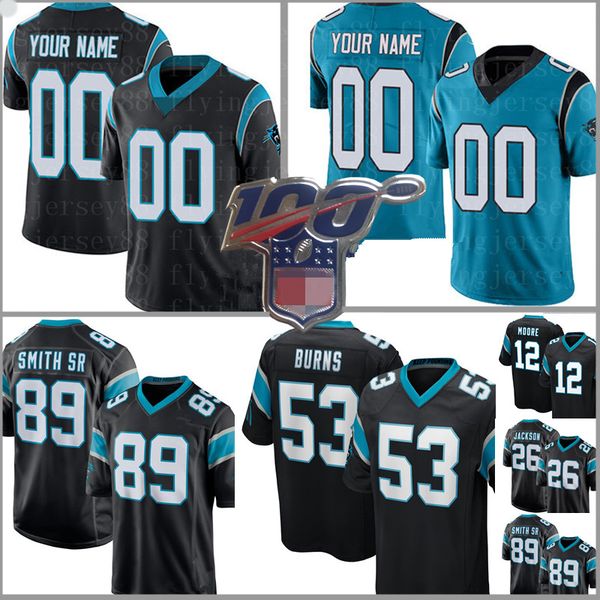 

carolina custom panther jersey 89 steve smith sr 51 sam mills 53 brian burns 26 donte jackson 12 dj moore devin funchess jerseys, Black;red