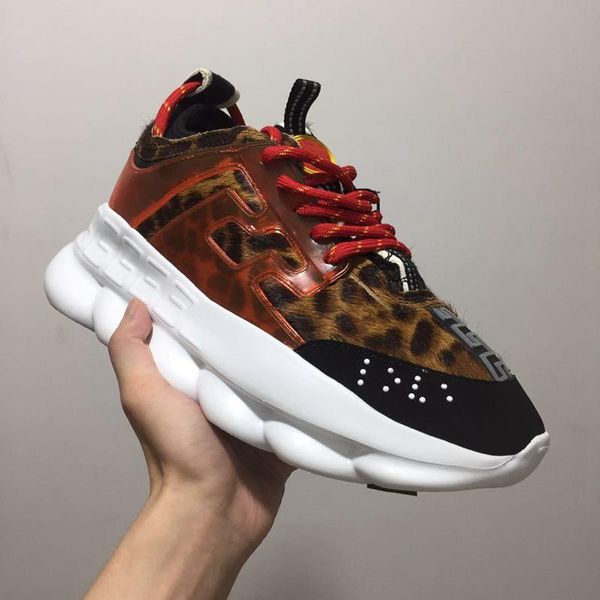 

2019 chain reaction de igner luxury hoe mix te uti vitello higher platform neaker leopard grain men women fa hion port ca ual hoe