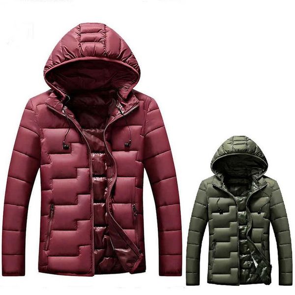 

male casual outwear windbreaker coat padded parkas winter men portable headset parkas jacket coat men's personality, Black