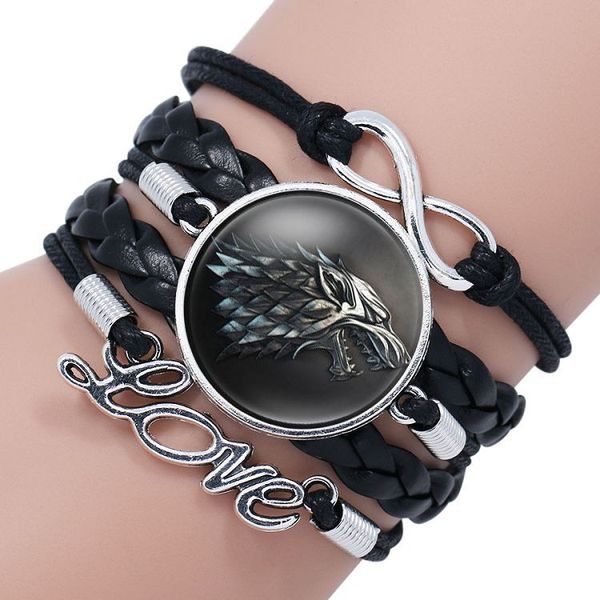 

Game of Thrones bracelets For women Men Fans 9 family Sign badge charm multi layered Braided leather Rope Fashion TV series Jewelry Bulk