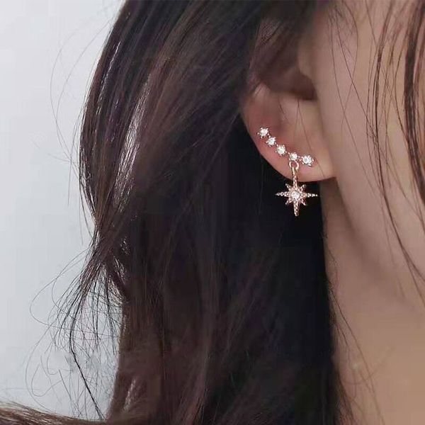 

new fashion classic moon and star earrings for women trendy geometric pendant dangle earrings christmas gift jewelry, Silver