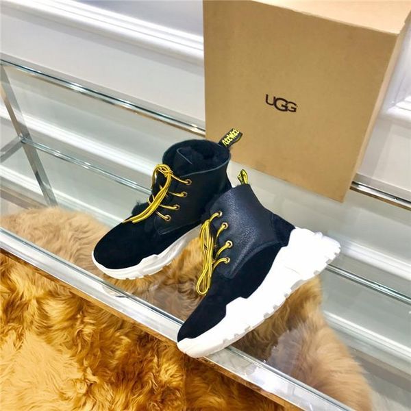 

new winter sheepskin and fur tide shoes, fashionable wild snow boots, womenss short tube, thick bottom, increased velvet, warm cotton shoes3, Black