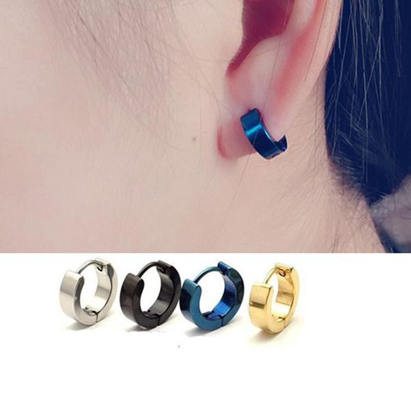 

shuangr fashion simple classic 4 colorful round small hoop earrings for women men gold color jewelry brincos boucle d'oreille, Golden;silver