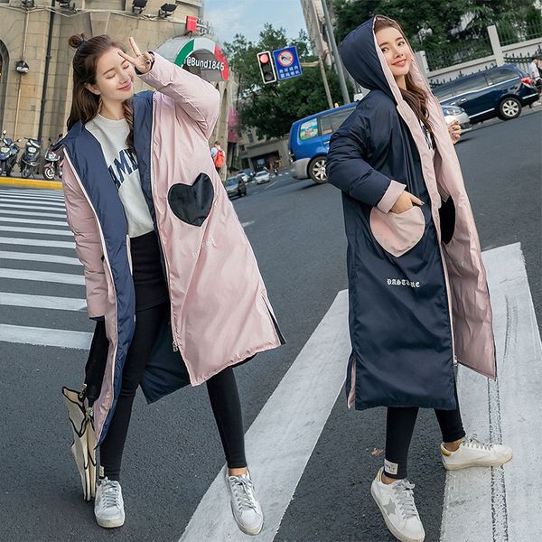 

сыпучие толстые parka feminina плюс размер 2019 корейский обе стороны носить одежду женщины топы хлопок проложенный зимняя куртка пальто жен, Black