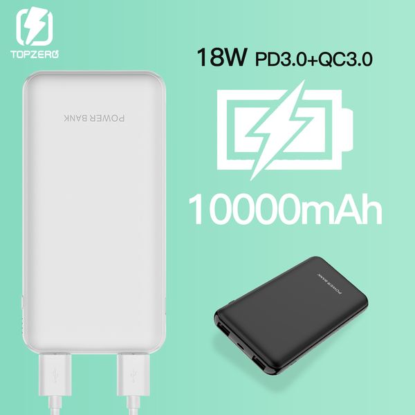

10000mah power bank 3a fast charging 18w qc3.0 external batteries usb type c pd two-way quick charge portable powerbank charger