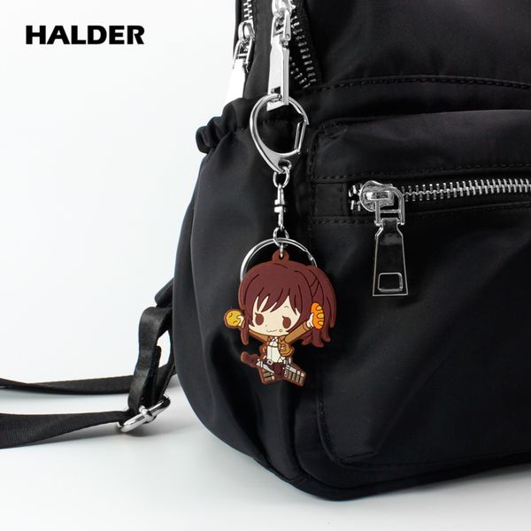 

halder anime attack on titan eren mikasa sasha blouse hange zoe figures pendant soft pvc keychains key holder car bag key rings, Silver