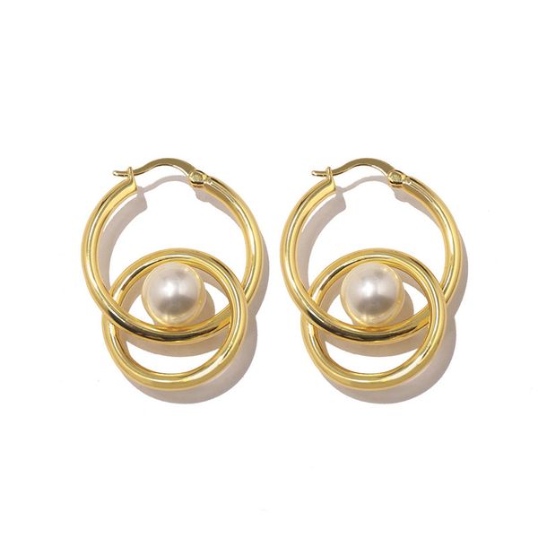 

fashion pearl female stud earring simple trend womens lady earrings ear jewelry hollow out jewelry, Silver