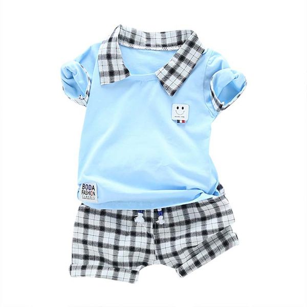 

малыш мальчики с коротким рукавом плед печати футболки топы+короткие брюки дети повседневная одежда одежда наборы 2020 новая мода горячая, White