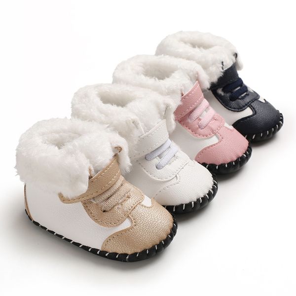 

winter new model 0-1 years old baby toddler shoes soft rubber bottom non-slip baby shoes warm cotton shoes thick snow boots, Black