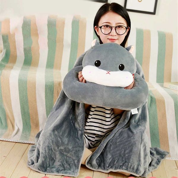 

adorable soft hamster pillow toy doll warm comfortable napping blanket for office hogard