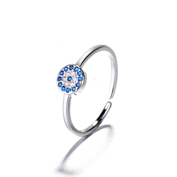 

turkish blue evil eye rings for women zircon rings charm wedding open ring, Golden;silver