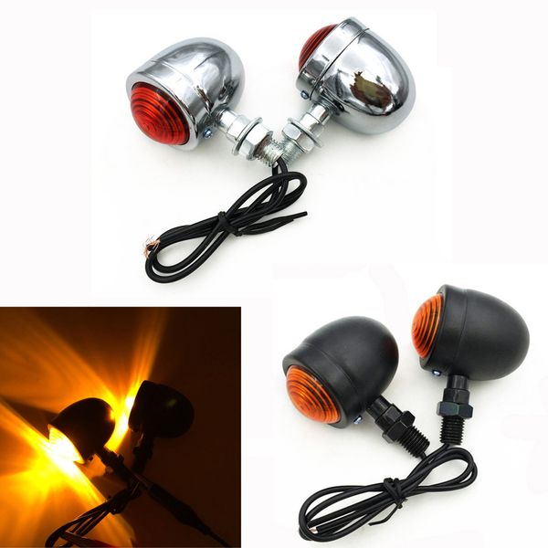 

2pcs motorcycle turn signals light blinker amber motorbike headlight 12v indicator lamp chrome