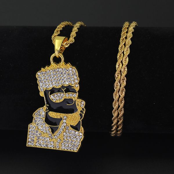 

2020 new hip hop men women cartoon pendant necklace jewelry 24inch stainless steel rope chain, Silver