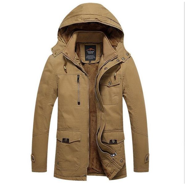 

winter jacket men casual thick velvet warm coat mens windbreak snow army jackets outwear parkas plus size 4xl coats, Black;brown