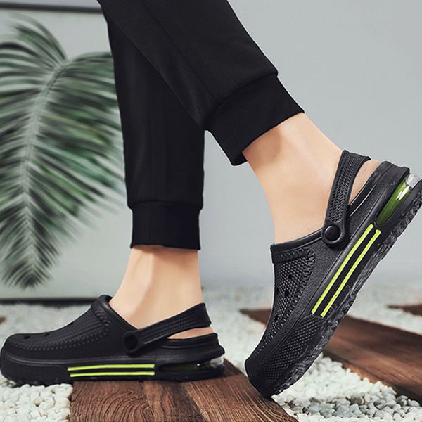 

2020 new outdoor sandals for men summer hollow flats waterproof sandal comfortable holes garden beach shoes flip flops slipper