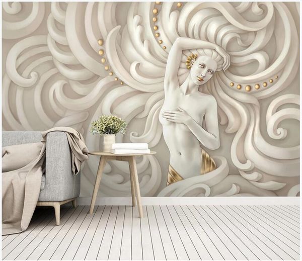 

3d p wallpaper custom mural embossed beauty sculpture angel woman background home decor living room wallpaper for walls 3 d