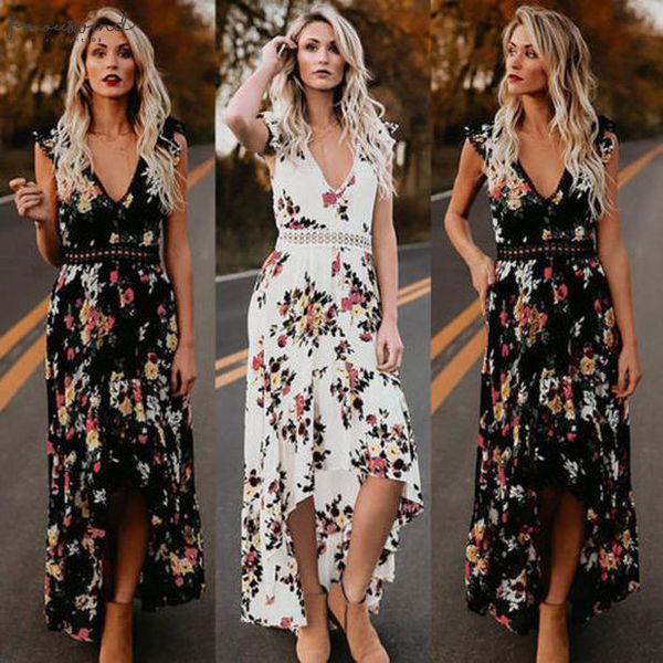 

women backless dress vintage boho long maxi party beach sundress floral printing chiffon summer dresses, Black;gray