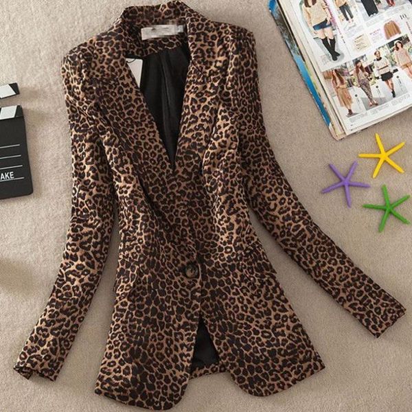 

women blazer leopard print suit jacket female one button outerwear casual long sleeve coat plus size 3xl1, White;black