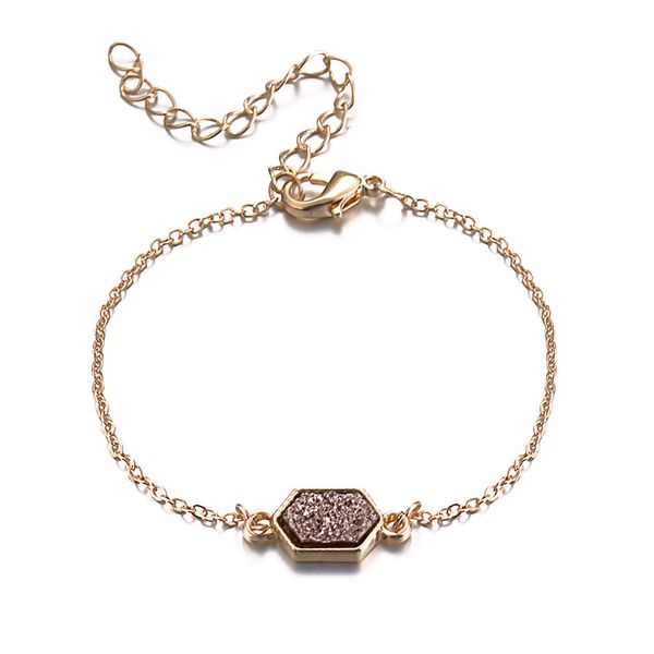 Fashion-2018 Neue Gold Hexagon Harz Druzy Charm Armbänder Armreifen für Frauen Mode Freundschaft Armbänder Großhandel