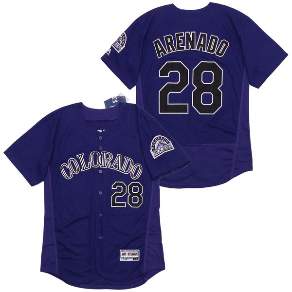 

clearance sale men's colorado nolan arenado #28 for rockie jersey baseball stadium embroidery purple, Blue;black