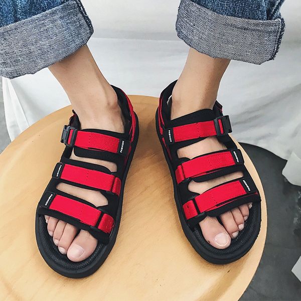 

2019 new style summer outdoor viet nam sandals couples slanted heel students anti-slip casual beach slipper korean-style sandals, Black