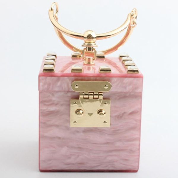 

college style new personality handcuffs square acrylic drill bag fashion portable women's evening bag