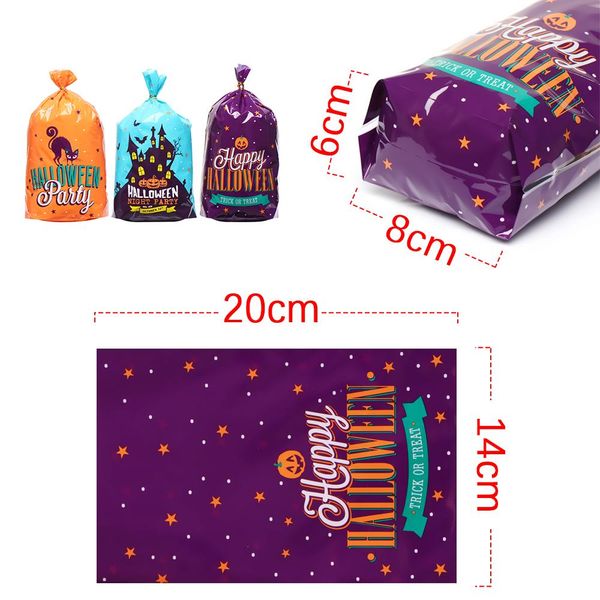 

200pcs хэллоуин сладкие коробки конфеты мешок halloween party cookie сумка пластиковый мешок подарков запеченный еды карман день декор для в