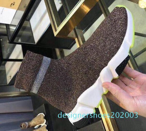 

new paris speed trainers knit sock shoe original luxury designer mens womens sneakers high casual shoes with box d3, Black