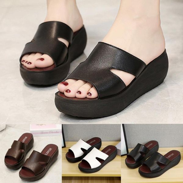 

summer flip flops women sandals slip-on flat fish mouth ladies shoes platform breathable slides beach shoes woman flip flop 4.28, Black