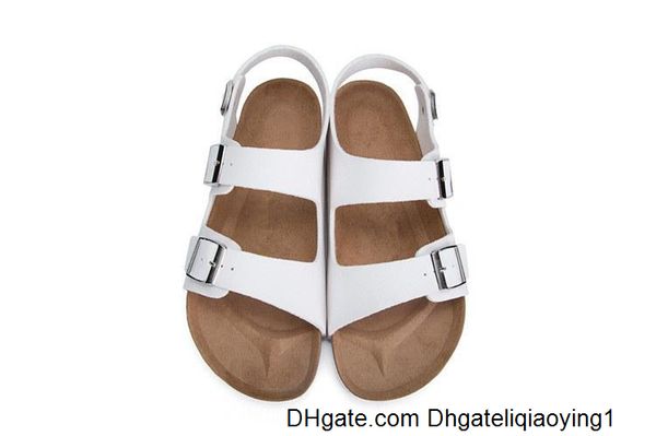 

new brand brik monterey summer beach men women flats sandals cork casual slippers with buckle open-toed genuine leather shoes size 35-46, Black